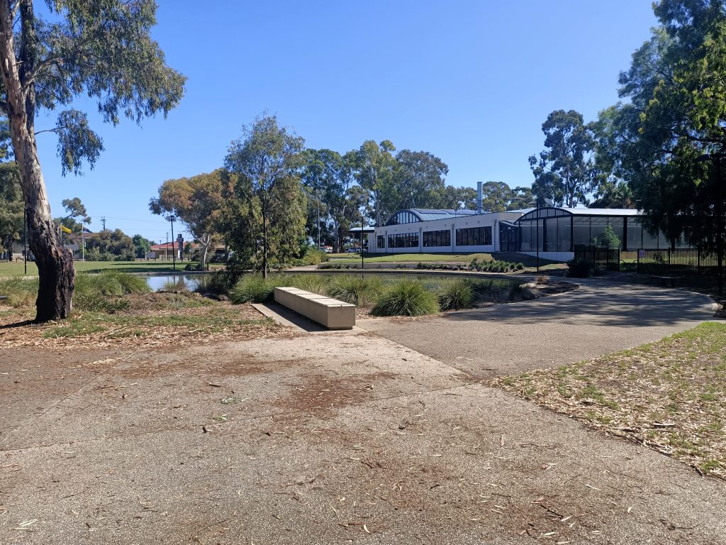 Looking over lake towards Regency Park Tavern