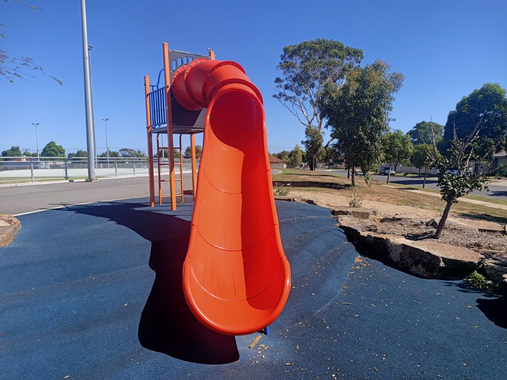 red slide looking from the bottom