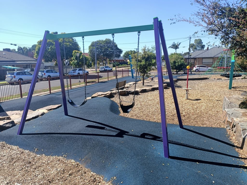 Purple swing set