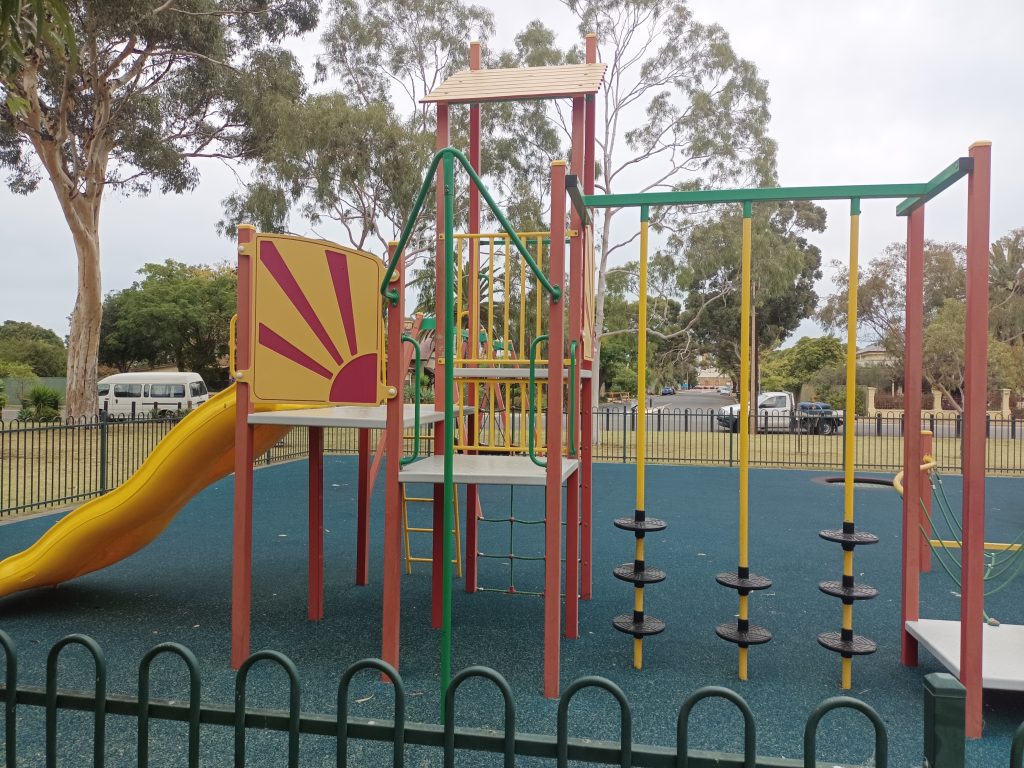 Climbing poles, firemans pole and dual yellow slide