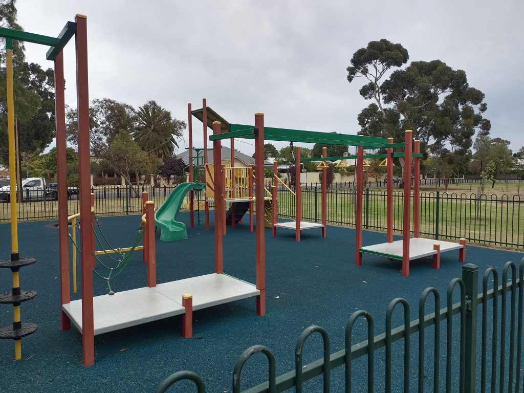 Flying fox green slide in background