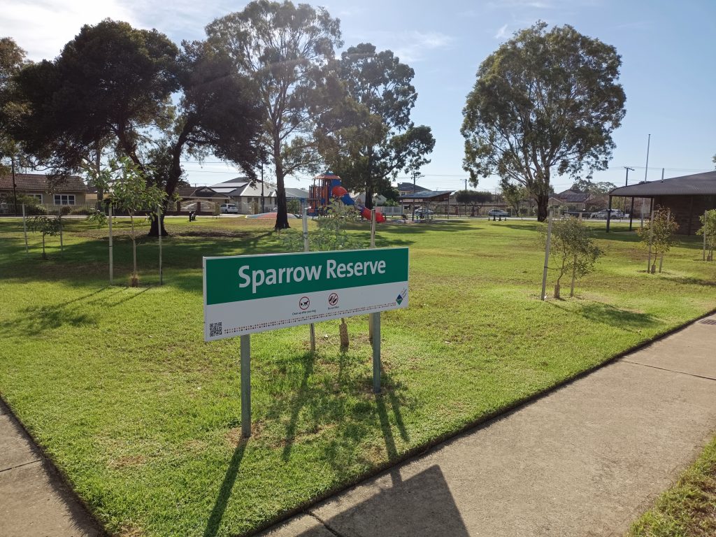 Sparrow Reserve Sign Woodville North