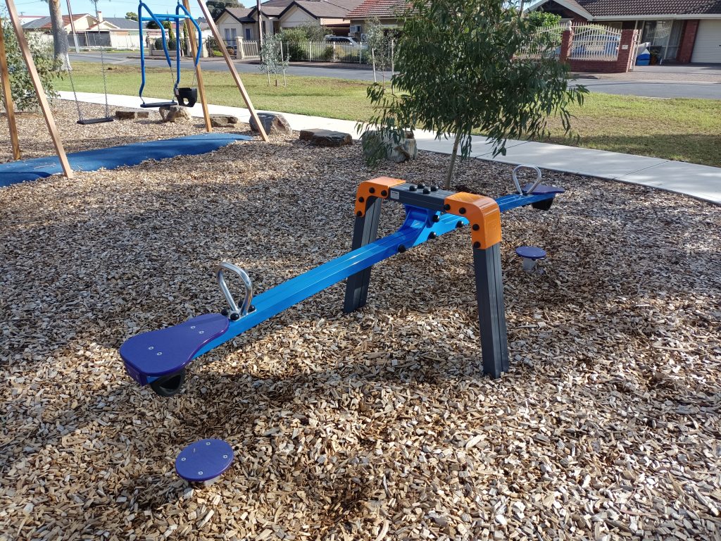 Blue and orange see saw