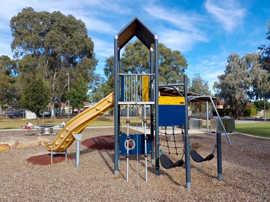 Climbing equipment with yellow slide