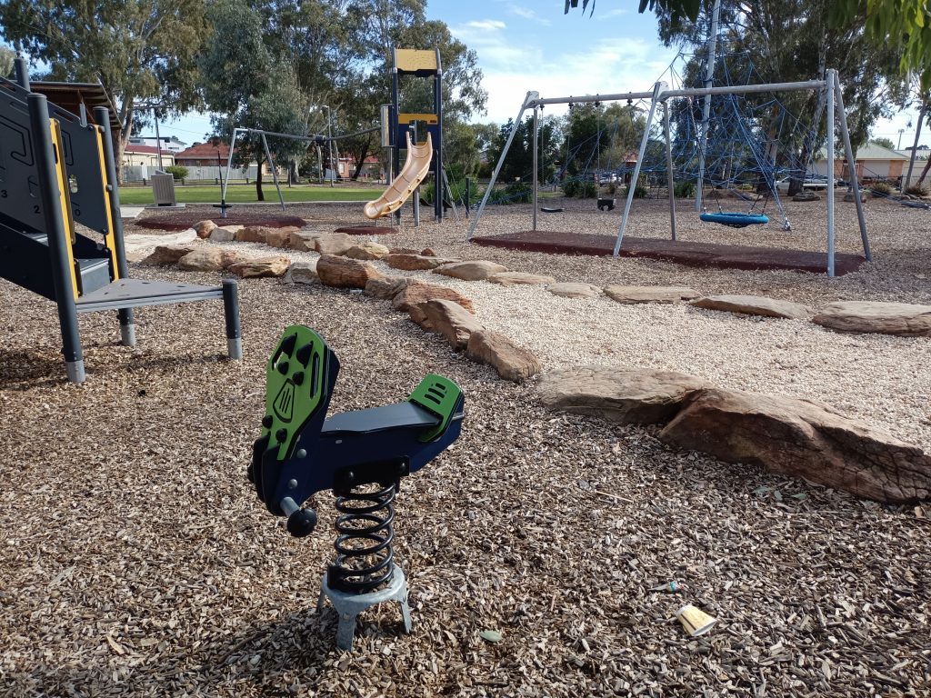 Small blue and green rocker